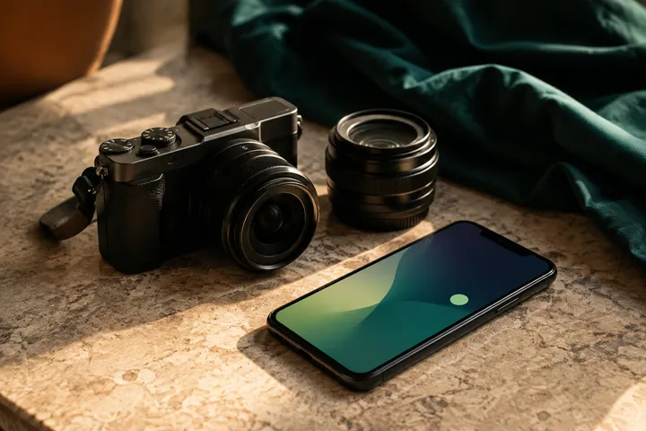 A camera beside a phone with a notification