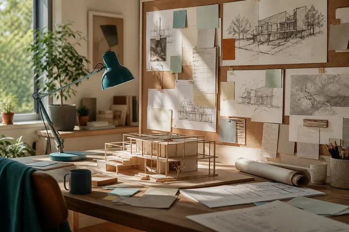 A creative studio with a project taking shape
